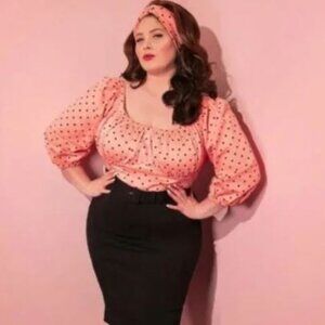 NWOT Vixen by Micheline Pitt Daydream Wiggle in Peachy Pink w/ belt 3X XXXL
